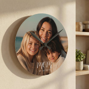 Horloge Ronde Maman a établi une photo de script blanc moderne