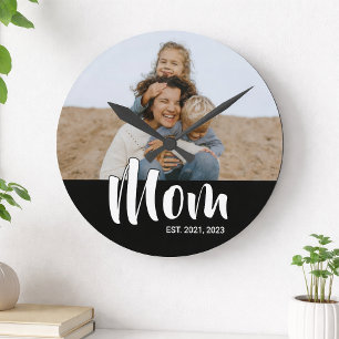 Horloge Ronde Maman a établi une photo de script blanc moderne