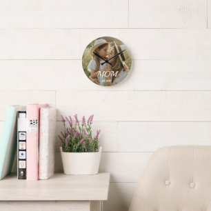 Horloge Ronde Maman a établi une photo de script blanc moderne r