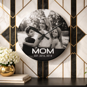 Horloge Ronde Maman a établi une photo moderne blanche en gras 