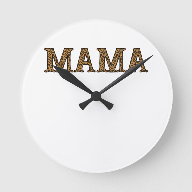 Horloge Ronde Maman Vie Chemise Leopard Cheetah Imprimer, Mère d (Recto)