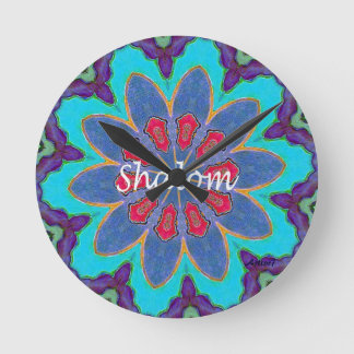 Horloge Ronde Mandala de Shalom d'horloge murale