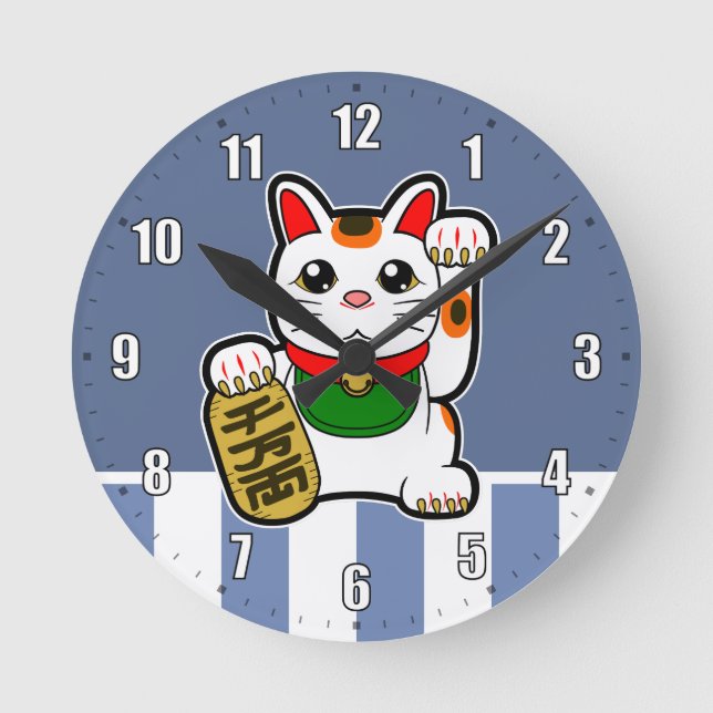 Horloge Ronde Maneki Neko : Lucky Cat japonais (Recto)
