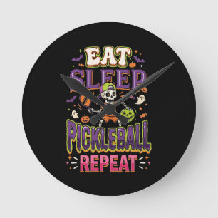 Horloge Ronde Manger Dormir Pickleball Répéter Pickleball