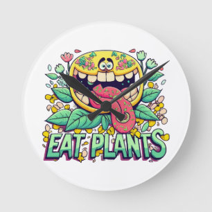 Horloge Ronde Manger Plante