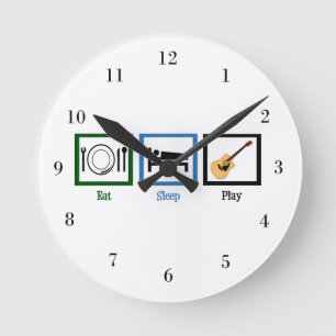 Horloge Ronde Mangez la guitare de sommeil