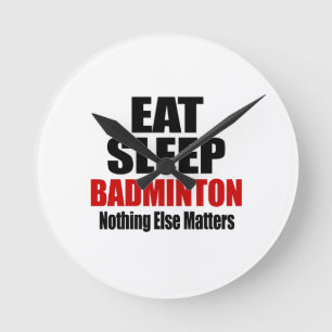 HORLOGE RONDE MANGEZ LE BADMINTON DE SOMMEIL