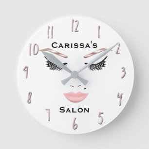 Horloge Ronde Maquillage Rose Gold Visage Sourcils Lèvres Glam B