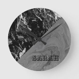 Horloge Ronde Marble noir