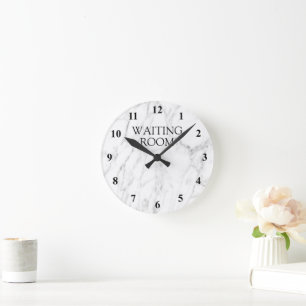 Horloge Ronde Marbre blanc en pierre à imprimer salle d'attente 