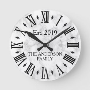 Horloge Ronde Marbre Blanc Moderne Élégant