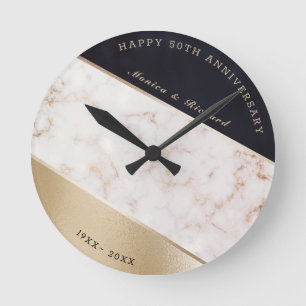 Horloge Ronde Marbré Et Parties scintillant