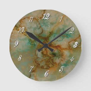 Horloge Ronde Marbre vert et or