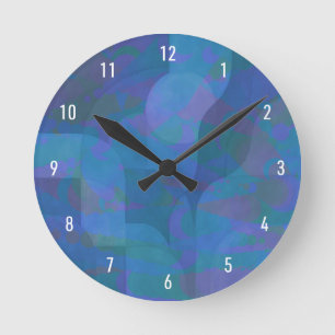 Horloge Ronde Marées d'azur - Géométrie Abstraite océanique
