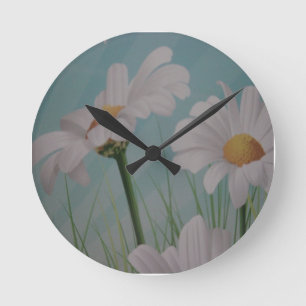 HORLOGE RONDE MARGUERITES BLANCHES
