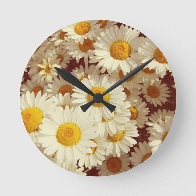 Horloge Ronde marguerites vintages (Recto)