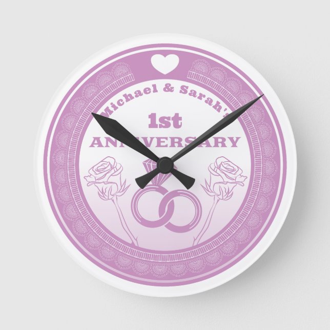 Horloge Ronde Mariage anniversaire dentelle look changer l'année (Recto)