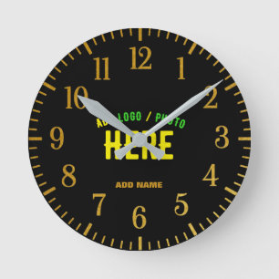 HORLOGE RONDE MARQUE NOIRE PERSONNALISABLE MODERNE ÉLÉGANTE VERI
