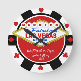 Horloge Ronde Married in Vegas Poker Chip Look Wall Clock