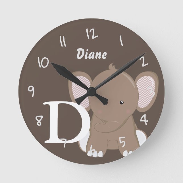 Horloge ronde marron bébé personnalisée (Recto)