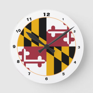 Horloge Ronde Maryland Flag & Maryland fashion /design États-Uni