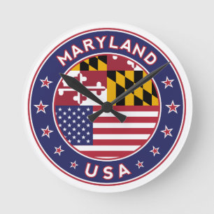 Horloge Ronde Maryland, Maryland sticker, phone se marie, bag