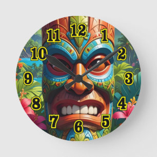 Horloge Ronde Masque Tiki