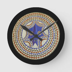 Horloge Ronde Masque Tribal Africain