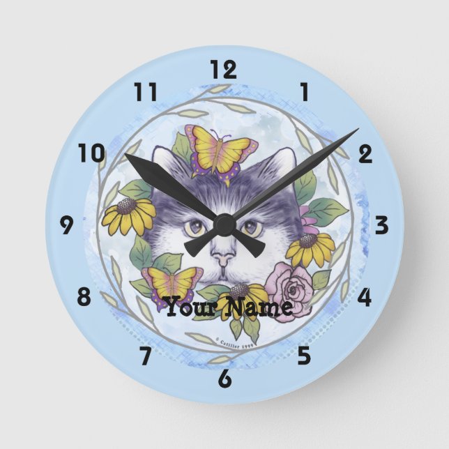 Horloge Ronde Masquer l'horloge du chat (Recto)