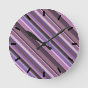 Horloge Ronde Mauve diagonal stripes