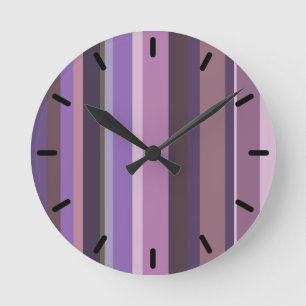 Horloge Ronde Mauve vertical stripes