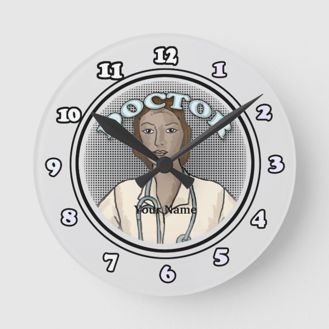 Horloge Ronde Médecine féminine noire (Recto)