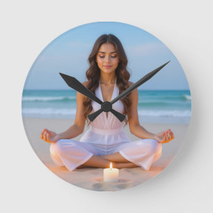 HORLOGE RONDE MÉDITATION - YOGA - BIEN-ÊTRE - CARPE DIEM