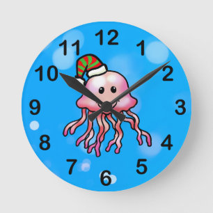 Horloge Ronde Méduse de dessin animé festive mignonne