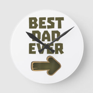 Horloge Ronde Meilleur Papa Jamais Flèche Graphique Logo