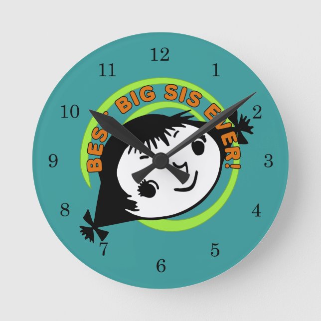 Horloge Ronde Meilleure grande soeur jamais rétro (Recto)