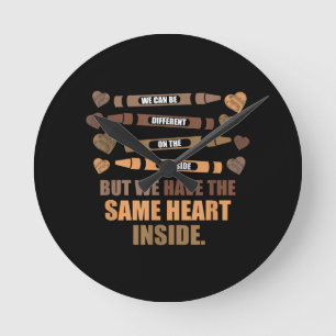 Horloge Ronde Même coeur Noir Mois d'Histoire Africaine Américai