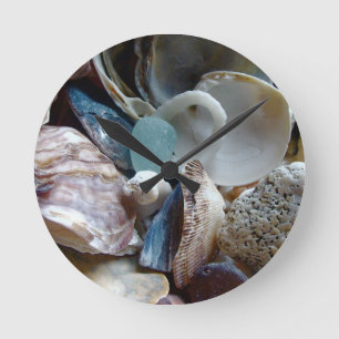 Horloge Ronde Mer Shell en verre rassemblé