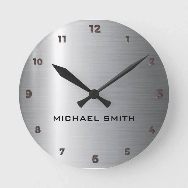 Horloge Ronde Métal en acier inoxydable (Recto)