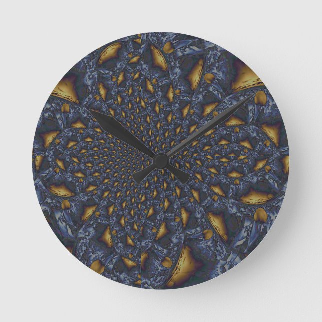 Horloge Ronde Métal Moulé or et argent bleu (Recto)