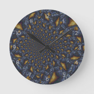 Horloge Ronde Métal Moulé or et argent bleu