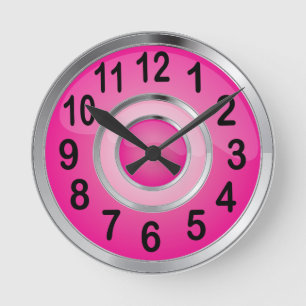 Horloge Ronde Métal rose et argenté brillant