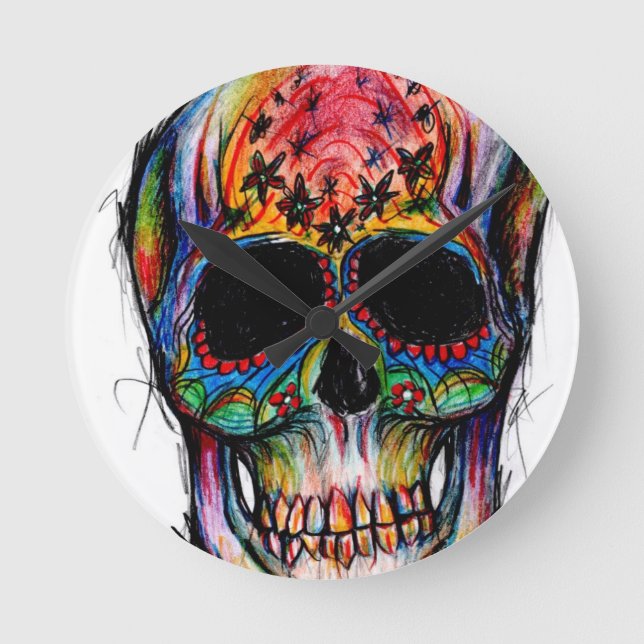 Horloge Ronde Mexican Skull (Recto)