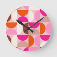 Mi-siècle Moderne Abstrait Motif rose orange