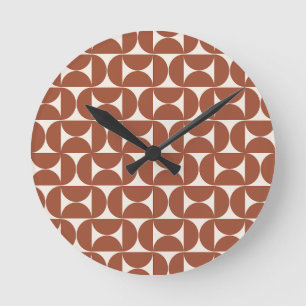 Horloge Ronde Mi-siècle Moderne Motif rouille Terracotta