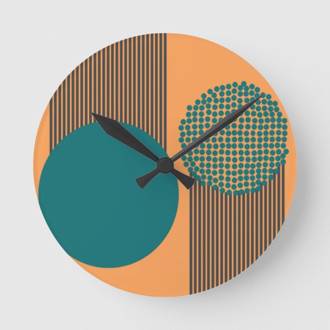 Horloge Ronde Midcentury Modern Circle and Lines (Recto)