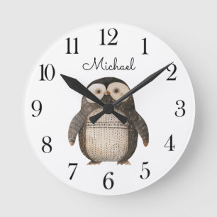 Horloge Ronde Mignon hérisson animal d'Antarctique à l'aquarelle