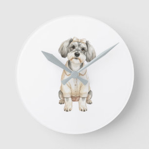 Horloge Ronde Mignon schnauzer chien aux longues oreilles