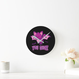 Horloge Ronde Mignons et drôles chauves-souris vampires d'Hallow