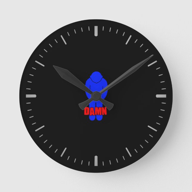 Horloge ronde mince amusante en ligne bleue (Recto)